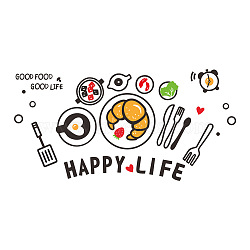 3D Catering Theme Acrylic Self-adhesion Mirror Wall Stickers, with Word HAPPY LIFE & GOOD FOOD COOD LIFE, for Home Wall Decorations, Red, 60~425x58~824x0.8mm, 8pcs/set(EL-TAC0001-12)