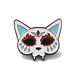 Halloween Baking Paint Zinc Alloy Brooch, Fox, 25.5x30x1.5mm(JEWB-M037-02E)