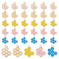 PandaHall 30Pcs 5 Style Elite Alloy Pendants, with Enamel and Epoxy Resin, Honeycomb, Mixed Color, 6pcs/Style(ENAM-PH0001-62)