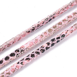 PU Leather Cords, Imitation Snakeskin, Pink, 4~5mm, about 21.87 yards(20m)/roll(LC-S019-04H)