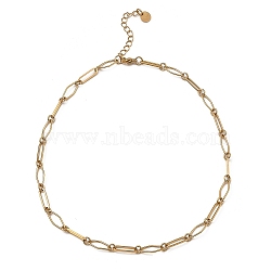 304 Stainless Steel Rhombus & Oval Link Chain Necklace, Real 18K Gold Plated, 16~16-1/8 inch(40.6~41cm)(BJEW-B072-03G)