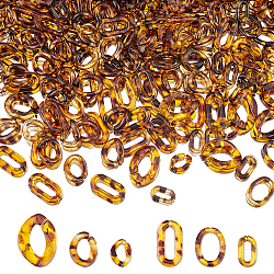 480Pcs 6 Style Transparent Acrylic Linking Rings, Quick Link Connectors, Imitation Leopard Skins, for Curb Chains Making, Twist & Oval, Goldenrod, 13~23x8.5~17x2.5~6mm, Inner Diameter: 7.5~13.5x3~8mm, 80pcs/style(OACR-DC0001-03)
