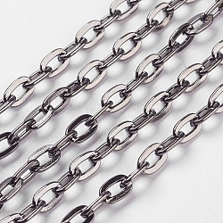 Iron Cable Chains, Unwelded, Flat Oval, Cadmium Free & Lead Free, Gunmetal, Size: Chains: about 7mm long, 5.1mm wide, 1.2mm thick(X-CH-1.2PYSZ-B)