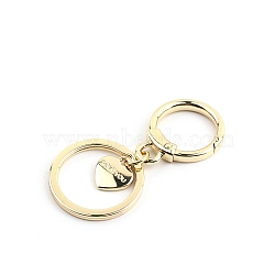 Alloy Keychain Clasps, with Heart Charms, Light Gold, 26mm(PW-WGD7230-01)