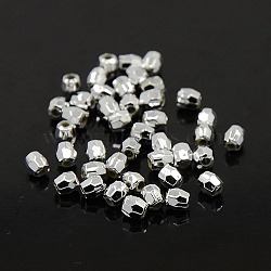 Plating Plastic Acrylic Faceted Round Beads, Silver Plated, 4mm, Hole: 1mm, about 10000pcs/pound(PACR-L002-4mm-S)