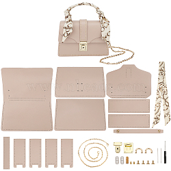 DIY Sew on PU Leather Crossbody Bag Making Kit, Including Fabric, Zinc Alloy Clasp and Polyester Ribbon, Needles & Thread, Screwdrive, PeachPuff(DIY-WH0386-71C)