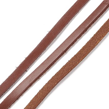 Flat Cowhide Cord, for Necklace & Bracelet Making Accessories, Saddle Brown, 6x2mm