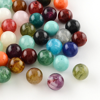Round Imitation Gemstone Acrylic Beads, Mixed Color, 24mm, Hole: 3mm, about 62pcs/500g