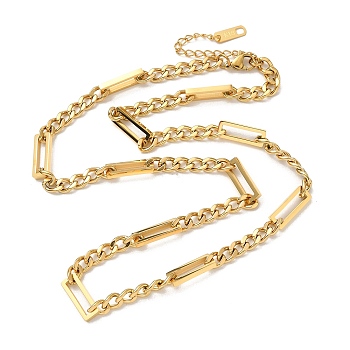 304 Stainless Steel Rectangle Link Chain Necklaces, Golden, 17.91 inch(45.5cm)