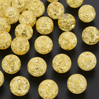 Transparent Crackle Acrylic Beads, Round, Gold, 14x13mm, Hole: 2.5mmhole: 2.5mm, about 340pcs/500g.