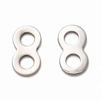 201 Stainless Steel Links Connectors, Number 8, Stainless Steel Color, 11x6x1mm, Hole: 3mm