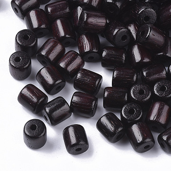 Natural Sandalwood Beads, Waxed Wooden Beads, Dyed, Column, Coconut Brown, 7x6mm, Hole: 1.5mm, about 3180pcs/500g