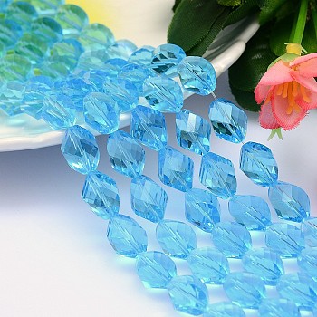 Faceted Polyhedron Imitation Austrian Crystal Bead Strands, Grade AAA, Cornflower Blue, 13x10mm, Hole: 0.9~1mm, about 30pcs/strand, 15.7 inch