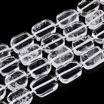 Natural Quartz Crystal Beads Strands, Rock Crystal, with Seed Beads, Rectangle, 10.5~14x8~9.5x4~5mm, Hole: 0.9mm, seed beads: 3x3x2, hole: 0.8mm, about 28~29pcs/strand, 15.55''(39.5cm)