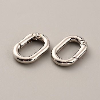 Alloy Spring Gate Rings, Oval, Platinum, 21x14x4mm