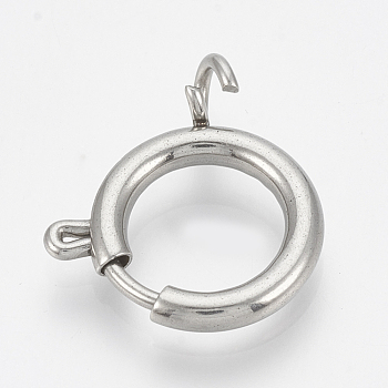 304 Stainless Steel Spring Ring Clasps, Ring, Stainless Steel Color, 9x6x1.5mm, Hole: 1.8mm