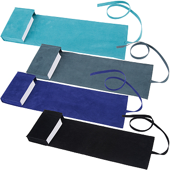 Double-Sided Velvet Tarot Cards Storage Bags, Tarot Desk Storage Holder, Mixed Color, 75x126x30mm, Unfold: 405mm, 1Pc/color, 4Pcs/set