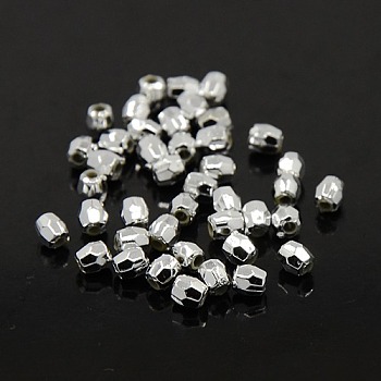 Plating Plastic Acrylic Faceted Round Beads, Silver Plated, 4mm, Hole: 1mm, about 10000pcs/pound