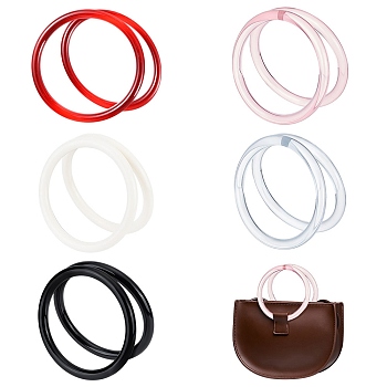 WADORN 10Pcs 5 Colors Plastic Bag Handles, for Bag Replacement Accessories, Round Ring, Mixed Color, 11~12.2x1cm, Inner Diameter: 9~10.3cm