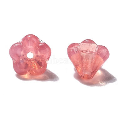 Pale Violet Red Flower Czech Glass Beads