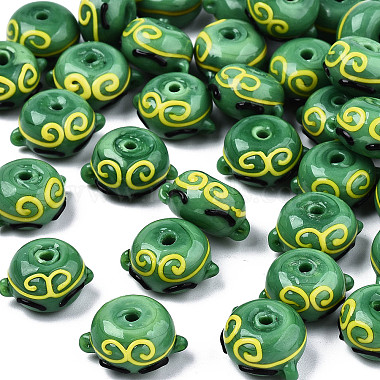 Green Abacus Lampwork Beads