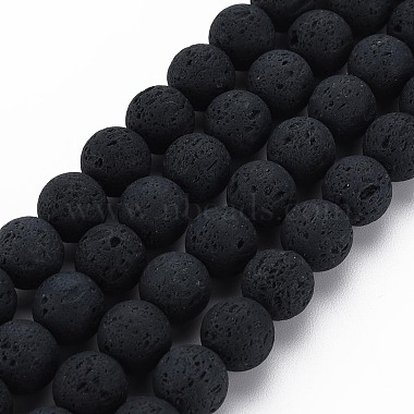 Black Round Lava Rock Beads