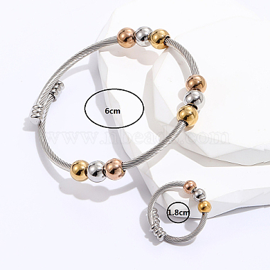 ensembles de bracelets et de bagues torsadés en acier inoxydable(GX8915-2)-4