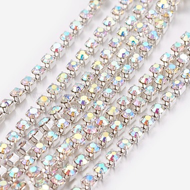 crystal AB silver rhinestone cup chain, cup chain, rhinestone chain,  crystal AB rhinestone chain, chain, jewelry