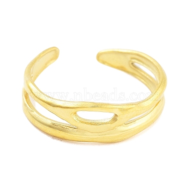 Real 18K Gold Plated 304 Stainless Steel Open Cuff Rings for Women(RJEW-B061-01G-05)-2