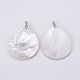 Natural White Shell Mother of Pearl Shell Big Pendants(SSHEL-L008-40P)-2