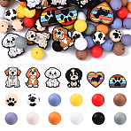 72Pcs 18 Styles Silicone Focal Beads, Mixed Shapes, Mixed Color, 15~30x15~30x7.5~15mm, Hole: 2~2.5mm(SIL-YW0002-09)