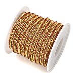 Brass Cup Chains, Cadmium Free & Lead Free, with Glass, Golden, Soldered, with Spool, Dark Red, 3x5x2mm(KK-Z087-02G-05)