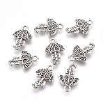 Tibetan Style Alloy Pendants, Cadmium Free & Lead Free, Umbrella, Antique Silver, 18x11x2.5mm, Hole: 2mm(TIBEP-R155-AS-LF)