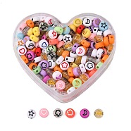 Transparent and Opaque Mixed Color Acrylic Beads, Metal Enlaced, Flat Round with Golden Star & Flower & Moon & Heart, Mixed Color, 7x3.5~4mm, Hole: 1.5~1.6mm, 35g/box(MACR-FS0001-19)