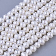 Potato Natural Cultured Freshwater Pearl Beads Strands, Creamy White, 4~5mm, Hole: 0.5mm, about 75~107pcs/strand, 13.3 inch~15 inch(X-PEAR-E007-4-5mm-AAA)