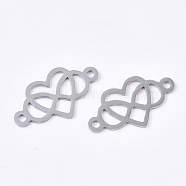 201 Stainless Steel Links connectors, Laser Cut Links, Heart with Infinity, Stainless Steel Color, 13x24x1mm, Hole: 1.8mm(STAS-N091-35P)