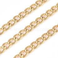 304 Stainless Steel Cuban Link Chains, Chunky Curb Chains, with Spool, Unwelded, Golden, 7x4.5x2mm, about 32.8 Feet(10m)/roll(CHS-G011-12G)