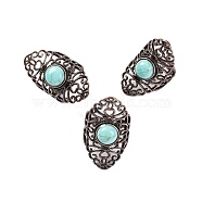 Synthetic Turquoise Retro Finger Rings, Adjustable Brass Rings for Women, 38mm, Inner Diameter: 19mm(RJEW-B067-02R-20)