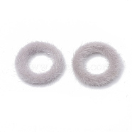 Faux Mink Fur Covered Linking Rings, with Aluminum Bottom, Ring, Platinum, Light Grey, 27x4mm(X-WOVE-N009-07J)