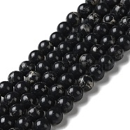 Synthetic Imperial Jasper Dyed Beads Strands, Round, Black, 6mm, Hole: 1.4mm, about 60~62pcs/strand, 14.72''~15.28''(37.4~38.8cm)(G-D077-A01-01B)