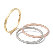 3Pcs 3 Color 304 Stainless Steel Textured Bangles Set, Mixed Color, 2x2-3/8 inch(50x59mm), 1Pc/color(BJEW-F464-06)