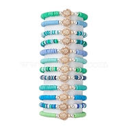 12Pcs 12 Style Synthetic Turquoise Tortoise Stretch Bracelets Set, Stackable Polymer Clay Preppy Bracelets, Mixed Color, Inner Diameter: 2-1/2 inch(6.5cm), 1Pc/color(BJEW-JB10097)