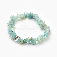 Natural Amazonite Beads Stretch Bracelets, with Alloy Findings, Chip, 1-3/4 inch(4.5cm)(BJEW-JB03860-09)