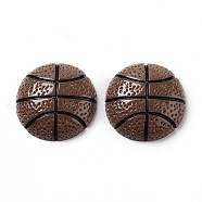 Opaque Resin Decoden Cabochons, Sport Ball, Coconut Brown, Basketball, 24~25x7~8mm(RESI-A034-03A)