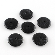 Flat Round Imitation Gemstone Acrylic Beads, Black, 26x6mm, Hole: 2.5mm, about 180pcs/500g(OACR-R040-01)