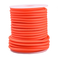 Hollow Pipe PVC Tubular Synthetic Rubber Cord, Wrapped Around White Plastic Spool, Orange Red, 4mm, Hole: 2mm, about 16.4 yards(15m)/roll(RCOR-R007-4mm-04)