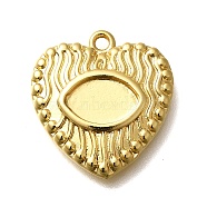 Brass Pendant Cabochon Settings, Heart, Cadmium Free & Lead Free, Long-Lasting Plated, Rack Plating, Golden, 19.5x18.5x3.5mm, Hole: 1.6mm, Tray: 9.5x6.5mm.(KK-M313-10G)