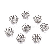 5-Petal 304 Stainless Steel Bead Caps, Stainless Steel Color, 8x4mm, Hole: 1mm(STAS-M212-03B)