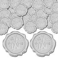 CRASPIRE Adhesive Wax Seal Stickers, Envelope Seal Decoration, For Craft Scrapbook DIY Gift, Silver Color, Castle, 30mm, 50pcs/box(DIY-CP0009-53A-18)