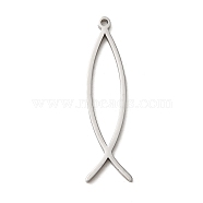 304 Stainless Steel Pendants, Jesus Fish Charm, Stainless Steel Color, 31x8.5x1mm, Hole: 1.2mm(FIND-Z025-01P)